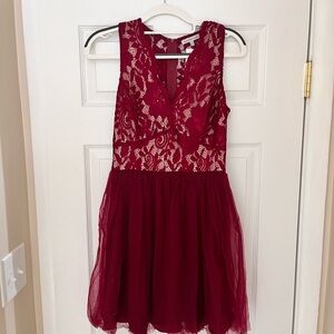 Elegant Burgundy Lace Kids Dress